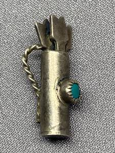 lot 50B image: Vintage Sterling Silver 925 & Turquoise Charm Pendant