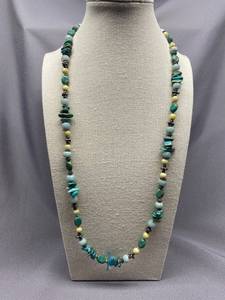 lot 52B image: Turquoise Bead Necklace with Sterling Silver 925 Clasp