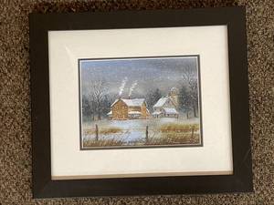 lot 52C image: Byron Addison Wells Winter Farm Scene Framed Art