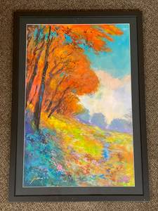 lot 55C image: Framed Michael Schofield (attributed) Vivid Landscape Painting Signed 41