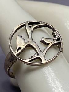 lot 56B image: Sterling Silver 925 Bird & Tree Design Ring Size 8