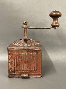 lot 57C image: Antique French Metal Coffee Grinder  Pepper Mill with Hand Crank BT