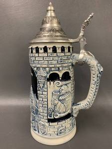 lot 67V image: Vintage German Beer Stein with Castle Scene