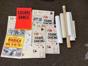 lot 71V image: Vintage Signs & Posters incl. Square Dance, Rodeo, and Twins Posters Lot