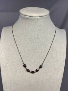 lot 78B image: Sterling Silver 925 Garnet Necklace Elegant Design