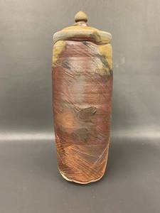 lot 79C image: Artist Signed Handmade Textured Glaze Jar with Lid