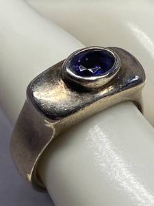 lot 81B image: Vintage Silver Silver 925 Ring with Blue Gemstone Size 7.5