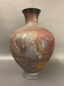 lot 82C image: Unique Raku Pottery Textured Artistic Vase  Rustic Decorative Piece
