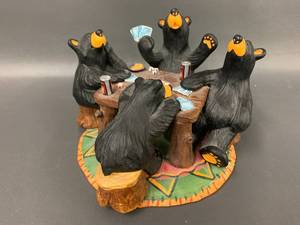 lot 87C image: Big Sky Carvers Card Sharks Black Bears Poker Game Figurine Unique Decor Piece