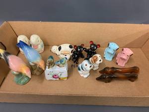 lot 94C image: Vintage Ceramic Animal Salt Pepper Shaker Collection incl. Nodder