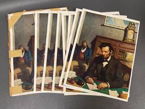lot 95V image: N.C. Wyeth Abraham Lincoln Art Prints 1946 A Cherished Memory x10