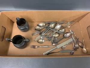 lot 96C image: Vintage and Antique Silverplate Flatware Collection Watham Co.