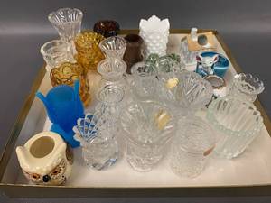 lot 97C image: Mixed Lot of Vintage Match  Toothpick Holder Glassware and Ceramic Collectibles
