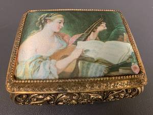 lot 99C image: Vintage Ornate Decorative Music Box with Classical Scene