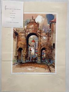 lot 307X image: Brown and Bigelow Art Print, Arch of San Francisco - Al Mettel, Cuzco