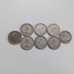 lot 32 image: Canadian quarters - mixed lot - 8 coins total