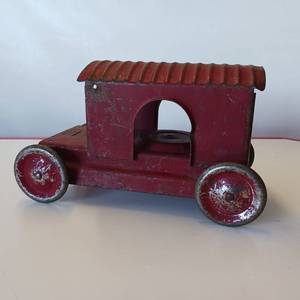 lot 43 image: Antique pressed steel crane base. (crane mechanism missing)