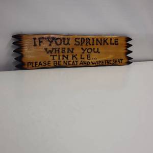 lot 69 image: Hand Craftedburned Tinkle sign