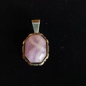 lot 54 image: Large Sterling Silver & Amethyst Pendant -  stamped, P.A. Smith