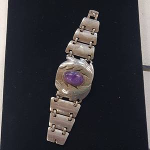 Vintage Wide Hinged Silver Bracelet - Mexico Silver, stamped "Y.Garcia"