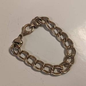 lot 16 image: Sterling Silver Wide Double Link Bracelet - 7.5 Length