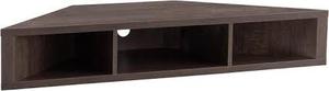 lot 4 image: Furniture of America IDI-182359 Walnut Oak Dunn Corner Wood Floating 42 TV Stand   Customer Returns See Pictures
