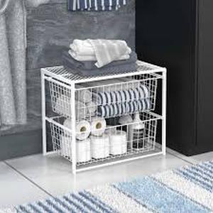 lot 6 image: 18.54 in. H x 21.75 in. W White Steel 2-Drawer Close Mesh Wire Basket by ClosetMaid Customer Returns See Pictures