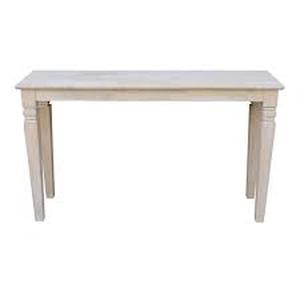 lot 11 image: International Concepts Java 52 in. Unfinished Standard Rectangle Wood Console Table  Customer Returns See Pictures