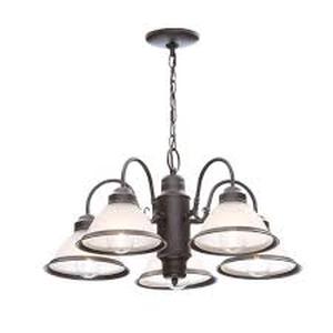 Hampton Bay Halophane 5-Light Oil Rubbed Bronze Chandelier with Frosted Ribbed Glass Shades  Customer Returns See Pictures