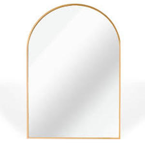 lot 27 image: TA 30 in. H x 20 in. W Gold Modern Arch Framed Mirror  Customer Returns See Pictures