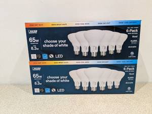 lot 61 image: 2 BRAND NEW 6PKS. FEIT ELECTRIC 65W LED BULBS