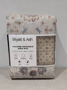 lot 96 image: NEW WYATT & ASH DALILEH NUTURAL MACHINE WASHABLE AREA RUG