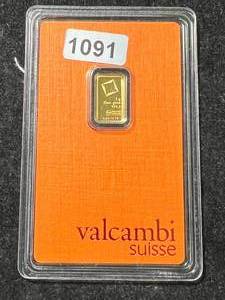 1 GRAM .999 FINE GOLD VALCAMBI SUISSE BAR