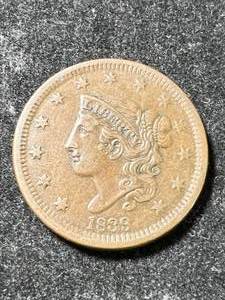 1839 'HEAD OF 38' US CORONET HEAD LARGE CENT