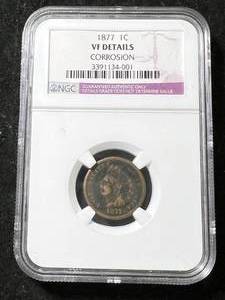 lot 12 image: 1877 US INDIAN HEAD CENT NGC VF DETAILS