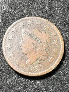 lot 28 image: 1827 US CORONET HEAD LARGE CENT