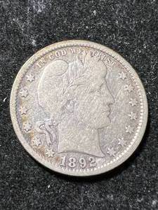lot 36 image: 1892 US BARBER QUARTER