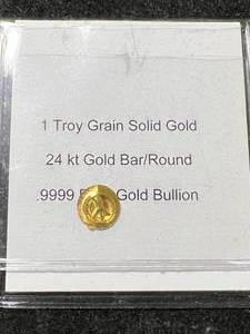 lot 41 image: 1 TROY GRAIN SOLID GOLD 24 KT ROUND