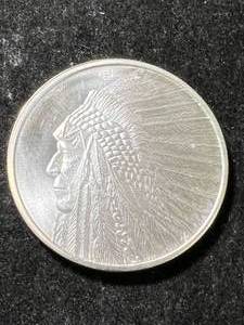 lot 45 image: 1 TROY OZ .999 FINE SILVER BUFFALO INDIAN ROUND