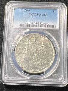 lot 46 image: 1882-O US MORGAN SILVER DOLLAR PCGS AU58