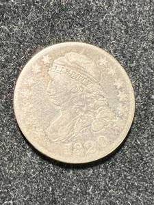 lot 57 image: 1820 LARGE 0 US BUST HALF DOLLAR VF25