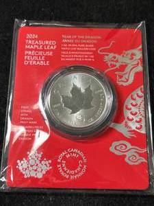 lot 92 image: 2024 CANADIAN MAPLE LEAF 1 TROY OZ .9999 FINE SILVER IN CASE