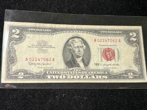 lot 96 image: 1963 US RED SEAL $2 BILL