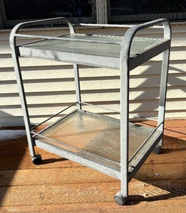 lot 27 image: Two Tier Metal Patio Cart with Glass Shelves