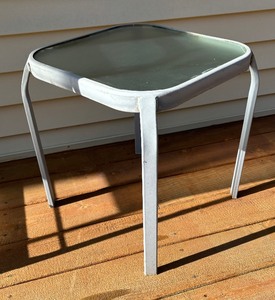 lot 53A image: Patio Metal Glass Top Accent  Side Table