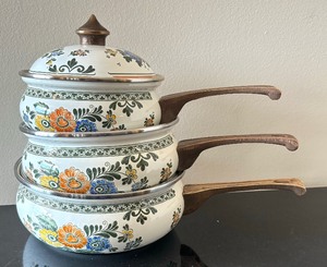 lot 107 image: Three Floral Enameled Pots by Asta