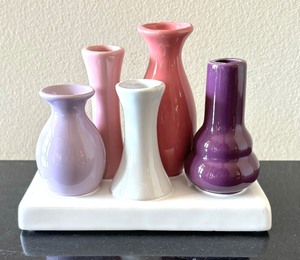lot 109 image: Chive Pooley Bud Vase Purple Pink Cylinder Tubes Ceramic