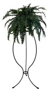 lot 91 image: Scrolled Decorative Metal Plant Stand and Faux Fern