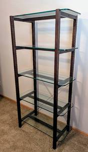 lot 145 image: Espresso Wood and Glass Bookshelf
