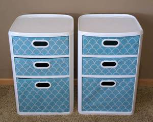 lot 153 image: Pair of Three Drawer Decorative Storage Containers
